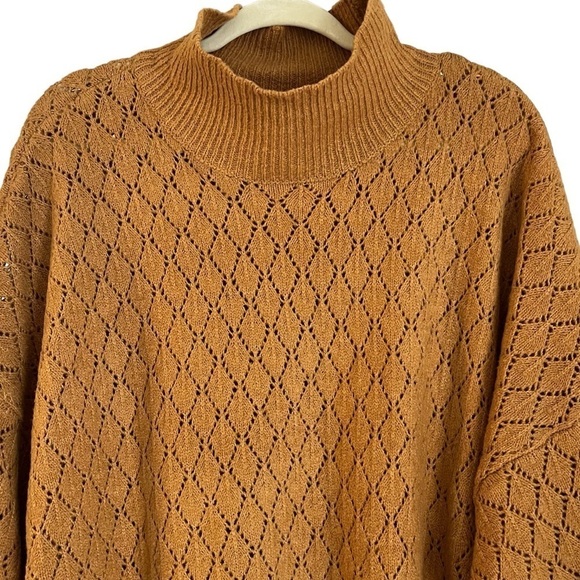 Wonderly Indian Gold Sweater Mock Turtleneck Balloon Sleeves Tunic Length Sz L - Picture 4 of 11